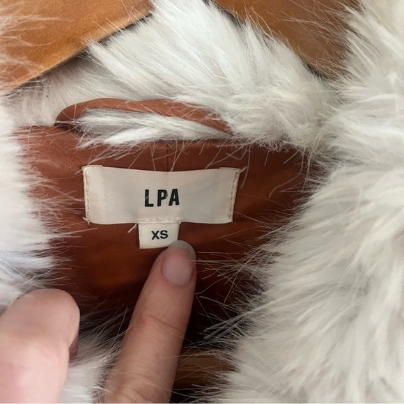 LPA *Celebrity Favorite* Faux Fur Color Block Jacket 413 in Rust & Lilac - Picture 13 of 16